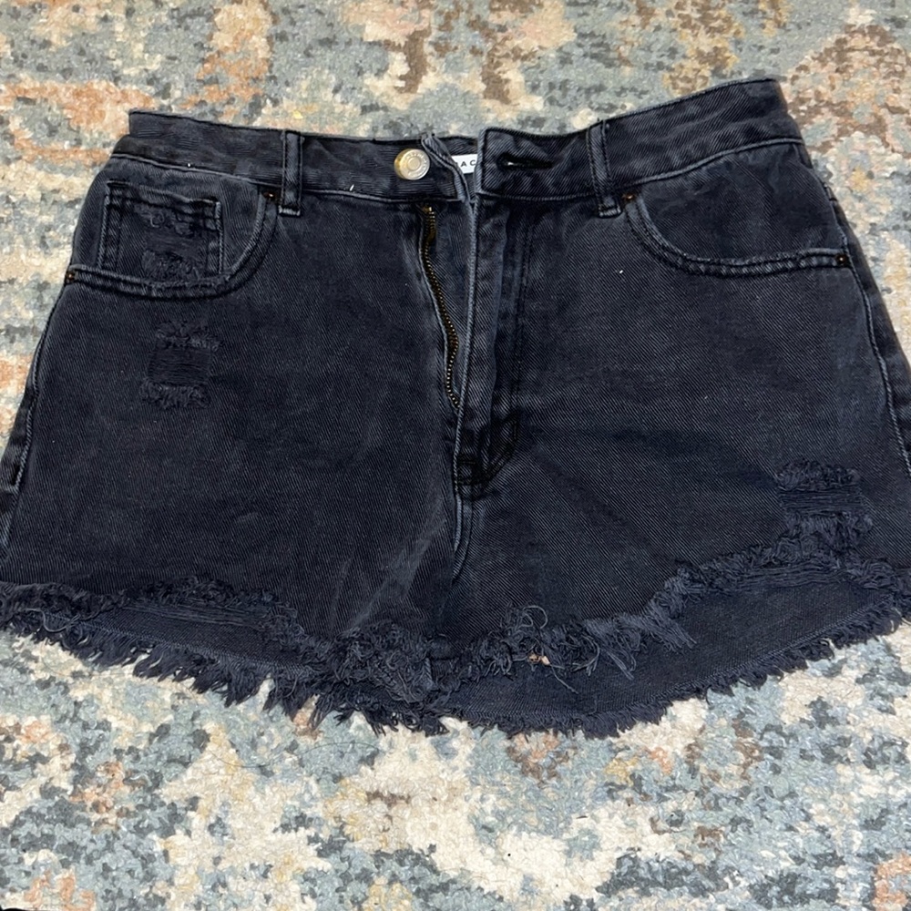 Pacsun distressed black denim cut off shorts